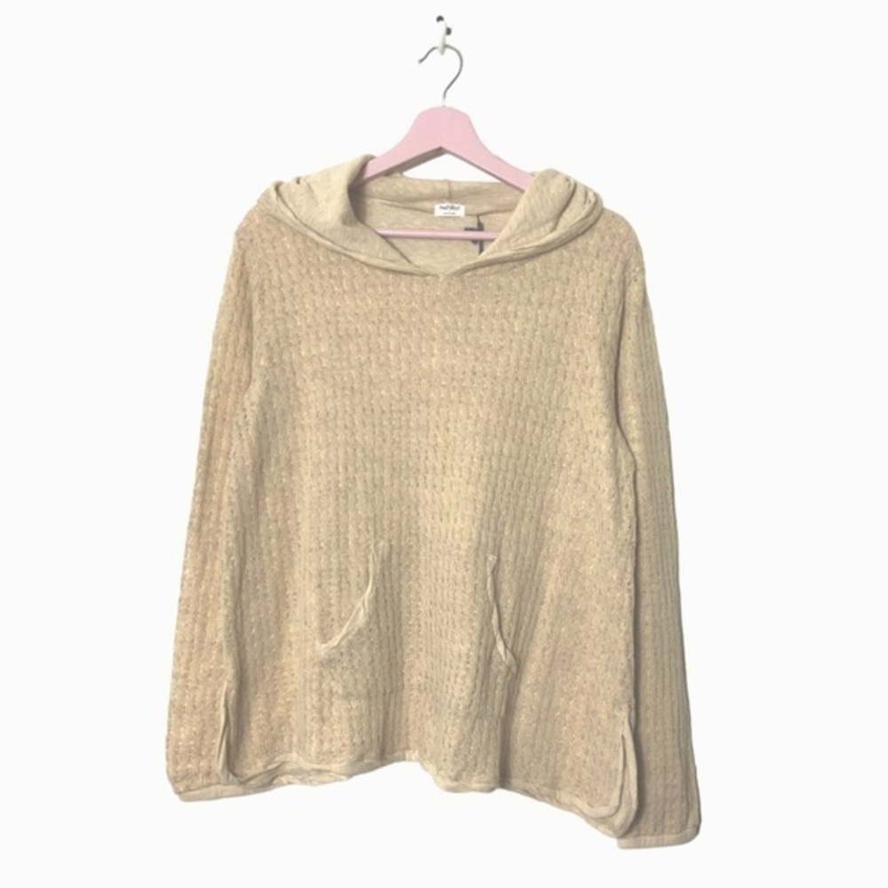 HelloNite pointelle knit sweater hoodie natural‎ kangaroo pouch small poetcore